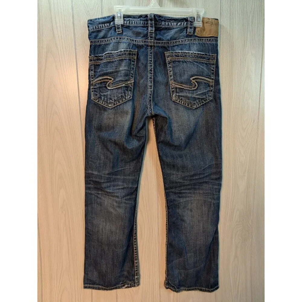 Silver Jeans Men 32x30 Craig Bootcut Blue Medium Wash Thick Stitch Grunge Y2K - Picture 5 of 11